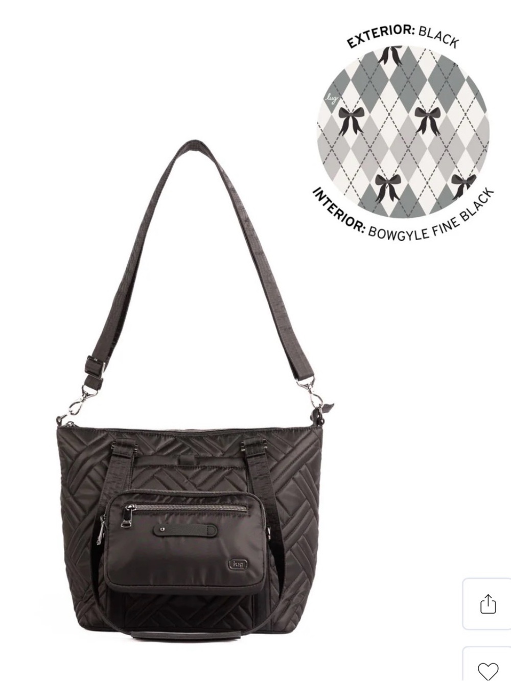 lug Catamaran Tote Bag and Removal pouch in Black